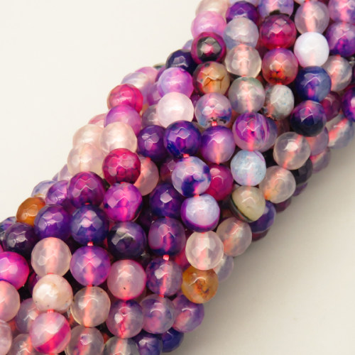 Natural Agate Beads Strands,Round,Faceted,Purple,6mm,Hole:0.8mm,about 63 pcs/strand,约 22 g/strand,5 strands/package,14.96"(38cm),XBGB06448ablb-L020