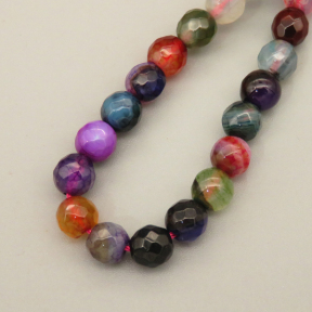 Natural Agate Beads Strands,Round,Faceted,Mixed Color,6mm,Hole:0.8mm,about 63 pcs/strand,约 22 g/strand,5 strands/package,14.96"(38cm),XBGB06452ablb-L020
