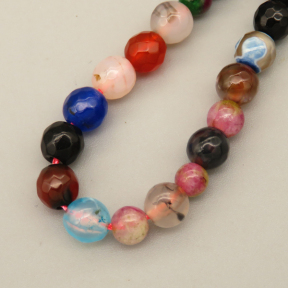 Natural Agate Beads Strands,Round,Faceted,Mixed Color,6mm,Hole:0.8mm,about 63 pcs/strand,约 22 g/strand,5 strands/package,14.96"(38cm),XBGB06456ablb-L020