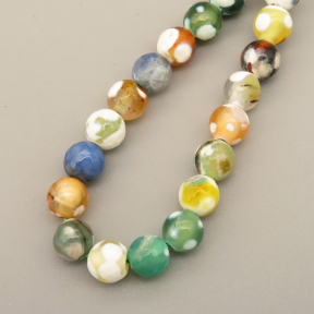 Natural Agate Beads Strands,Round,Faceted,Yellow Green Brown,6mm,Hole:0.8mm,about 63 pcs/strand,约 22 g/strand,5 strands/package,14.96"(38cm),XBGB06460ablb-L020