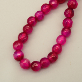 Natural Agate Beads Strands,Round,Faceted,Rose Red,6mm,Hole:0.8mm,about 63 pcs/strand,约 22 g/strand,5 strands/package,14.96"(38cm),XBGB06464ablb-L020