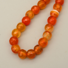 Natural Agate Beads Strands,Round,Faceted,Orange,6mm,Hole:0.8mm,about 63 pcs/strand,约 22 g/strand,5 strands/package,14.96"(38cm),XBGB06466ablb-L020