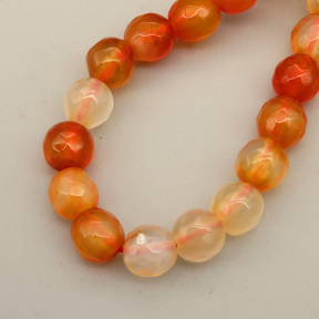 Natural Agate Beads Strands,Round,Faceted,Brown and White (Yellow),6mm,Hole:0.8mm,about 63 pcs/strand,about 22 g/strand,5 strands/package,14.96"(38cm),XBGB06470ablb-L020