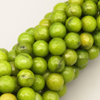 Natural Agate Beads Strands,Round,Faceted,Grass Green,8mm,Hole:1mm,about 47 pcs/strand,about 36 g/strand,5 strands/package,14.96"(38cm),XBGB06474vbnb-L020