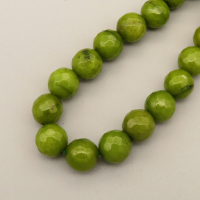 Natural Agate Beads Strands,Round,Faceted,Grass Green,8mm,Hole:1mm,about 47 pcs/strand,about 36 g/strand,5 strands/package,14.96"(38cm),XBGB06474vbnb-L020