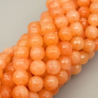 Natural Agate Beads Strands,Round,Faceted,Orange,8mm,Hole:1mm,about 47 pcs/strand,about 36 g/strand,5 strands/package,14.96"(38cm),XBGB06478vbnb-L020