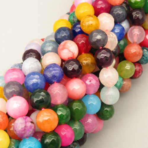 Natural Agate Beads Strands,Round,Faceted,Mixed Color,8mm,Hole:1mm,about 47 pcs/strand,about 36 g/strand,5 strands/package,14.96"(38cm),XBGB06480vbnb-L020