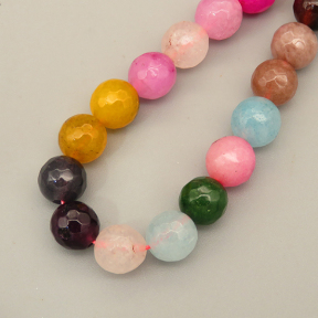 Natural Agate Beads Strands,Round,Faceted,Mixed Color,8mm,Hole:1mm,about 47 pcs/strand,about 36 g/strand,5 strands/package,14.96"(38cm),XBGB06480vbnb-L020