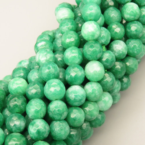 Natural Agate Beads Strands,Round,Faceted,Light Dark Green,8mm,Hole:1mm,about 47 pcs/strand,about 36 g/strand,5 strands/package,14.96"(38cm),XBGB06482vbnb-L020