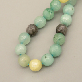 Natural Agate Beads Strands,Round,Faceted,Green Gray Yellow,8mm,Hole:1mm,about 47 pcs/strand,about 36 g/strand,5 strands/package,14.96"(38cm),XBGB06484vbnb-L020
