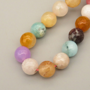 Natural Agate Beads Strands,Round,Faceted,Mixed Color,8mm,Hole:1mm,about 47 pcs/strand,about 36 g/strand,5 strands/package,14.96"(38cm),XBGB06490vbnb-L020