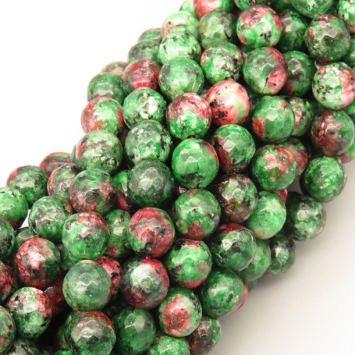 Natural Agate Beads Strands,Round,Faceted,Flower Green,8mm,Hole:1mm,about 47 pcs/strand,about 36 g/strand,5 strands/package,14.96"(38cm),XBGB06496vbnb-L020