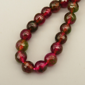 Natural Agate Beads Strands,Round,Faceted,Red Green,8mm,Hole:1mm,about 47 pcs/strand,about 36 g/strand,5 strands/package,14.96"(38cm),XBGB06502vbnb-L020