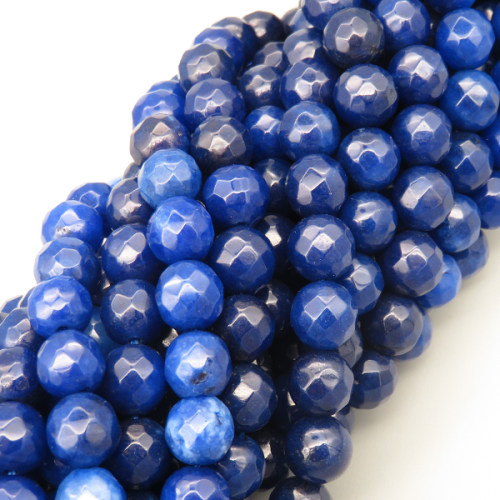 Natural Agate Beads Strands,Round,Faceted,Deep Royal Blue,8mm,Hole:1mm,about 47 pcs/strand,about 36 g/strand,5 strands/package,14.96"(38cm),XBGB06508vbnb-L020