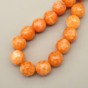 Natural Agate Beads Strands,Round,Faceted,Orange Yellow,8mm,Hole:1mm,about 47 pcs/strand,about 36 g/strand,5 strands/package,14.96"(38cm),XBGB06522vbnb-L020