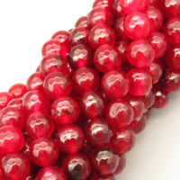 Natural Agate Beads Strands,Round,Faceted,Rose Red,8mm,Hole:1mm,about 47 pcs/strand,about 36 g/strand,5 strands/package,14.96"(38cm),XBGB06528vbnb-L020