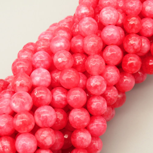 Natural Agate Beads Strands,Round,Faceted,Pink Red,8mm,Hole:1mm,about 47 pcs/strand,about 36 g/strand,5 strands/package,14.96"(38cm),XBGB06530vbnb-L020