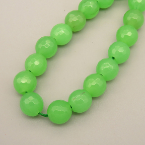 Natural Agate Beads Strands,Round,Faceted,Apple Green,8mm,Hole:1mm,about 47 pcs/strand,about 36 g/strand,5 strands/package,14.96"(38cm),XBGB06534vbnb-L020
