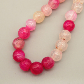 Natural Agate Beads Strands,Round,Faceted,Fuchsia,8mm,Hole:1mm,about 47 pcs/strand,about 36 g/strand,5 strands/package,14.96"(38cm),XBGB06538vbnb-L020