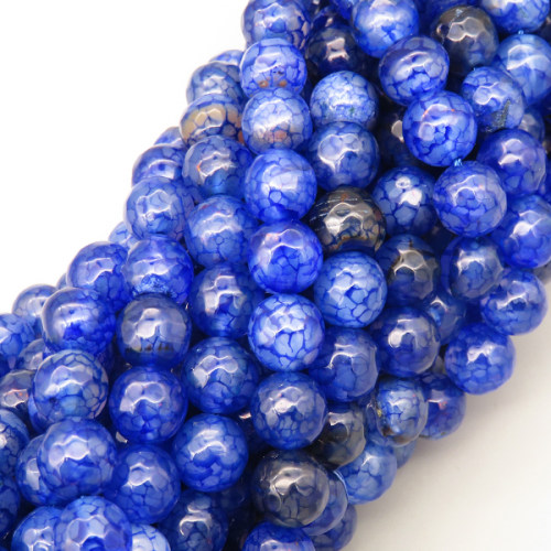 Natural Agate Beads Strands,Round,Faceted,Royal Blue,8mm,Hole:1mm,about 47 pcs/strand,about 36 g/strand,5 strands/package,14.96"(38cm),XBGB06540vbnb-L020