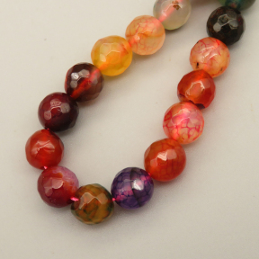 Natural Agate Beads Strands,Round,Faceted,Mixed Color,8mm,Hole:1mm,about 47 pcs/strand,about 36 g/strand,5 strands/package,14.96"(38cm),XBGB06544vbnb-L020