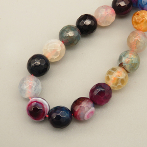 Natural Agate Beads Strands,Round,Faceted,Mixed Color,8mm,Hole:1mm,about 47 pcs/strand,about 36 g/strand,5 strands/package,14.96"(38cm),XBGB06546vbnb-L020