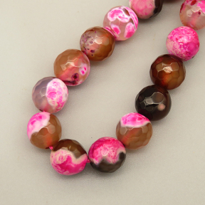 Natural Agate Beads Strands,Round,Faceted,Brown Pink,8mm,Hole:1mm,about 47 pcs/strand,about 36 g/strand,5 strands/package,14.96"(38cm),XBGB06554vbnb-L020