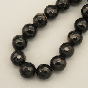 Natural Agate Beads Strands,Round,Faceted,White and Black,8mm,Hole:1mm,about 47 pcs/strand,about 36 g/strand,5 strands/package,14.96"(38cm),XBGB06558vbnb-L020