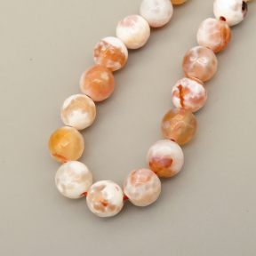 Natural Agate Beads Strands,Round,Faceted,Brown and White,8mm,Hole:1mm,about 47 pcs/strand,about 36 g/strand,5 strands/package,14.96"(38cm),XBGB06564vbnb-L020