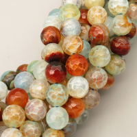 Natural Agate Beads Strands,Round,Faceted,Cyan Brown,8mm,Hole:1mm,about 47 pcs/strand,about 36 g/strand,5 strands/package,14.96"(38cm),XBGB06566vbnb-L020