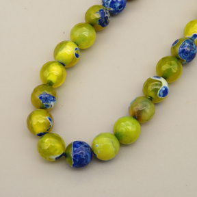 Natural Agate Beads Strands,Round,Faceted,Sapphire Blue & Natural Yellow,8mm,Hole:1mm,about 47 pcs/strand,about 36 g/strand,5 strands/package,14.96"(38cm),XBGB06568vbnb-L020