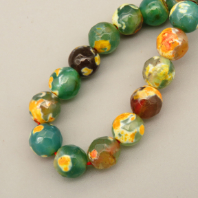 Natural Agate Beads Strands,Round,Faceted,Yellow Emerald Green,8mm,Hole:1mm,about 47 pcs/strand,about 36 g/strand,5 strands/package,14.96"(38cm),XBGB06576vbnb-L020