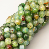 Natural Agate Beads Strands,Round,Faceted,Grass Green,8mm,Hole:1mm,about 47 pcs/strand,about 36 g/strand,5 strands/package,14.96"(38cm),XBGB06578vbnb-L020