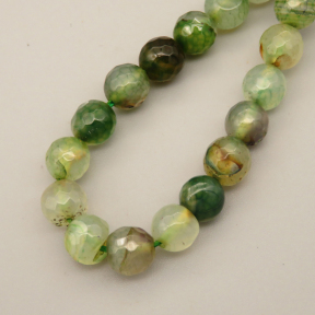 Natural Agate Beads Strands,Round,Faceted,Grass Green,8mm,Hole:1mm,about 47 pcs/strand,about 36 g/strand,5 strands/package,14.96"(38cm),XBGB06578vbnb-L020