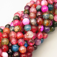 Natural Agate Beads Strands,Round,Faceted,Mixed Color,8mm,Hole:1mm,about 47 pcs/strand,about 36 g/strand,5 strands/package,14.96"(38cm),XBGB06580vbnb-L020