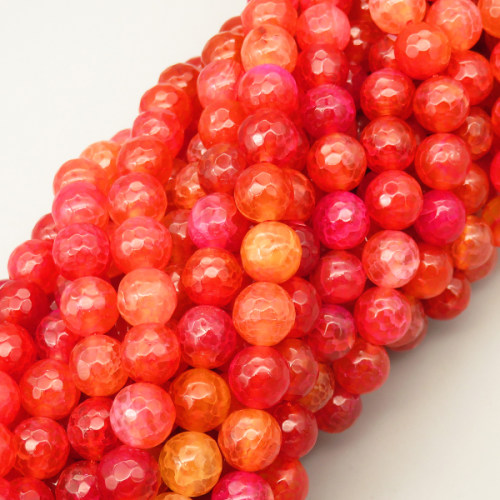 Natural Agate Beads Strands,Round,Faceted,Orange Red Sand Heart,8mm,Hole:1mm,about 47 pcs/strand,about 36 g/strand,5 strands/package,14.96"(38cm),XBGB06584vbnb-L020