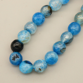 Natural Agate Beads Strands,Round,Faceted,Blue,8mm,Hole:1mm,about 47 pcs/strand,about 36 g/strand,5 strands/package,14.96"(38cm),XBGB06592vbnb-L020