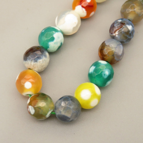 Natural Agate Beads Strands,Round,Faceted,Mixed Color,8mm,Hole:1mm,about 47 pcs/strand,about 36 g/strand,5 strands/package,14.96"(38cm),XBGB06596vbnb-L020
