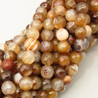Natural Agate Beads Strands,Round,Faceted,Brown,8mm,Hole:1mm,about 47 pcs/strand,about 36 g/strand,5 strands/package,14.96"(38cm),XBGB06602vbnb-L020