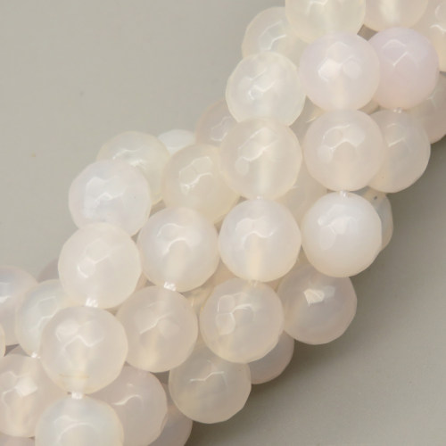 Natural Agate Beads Strands,Round,Faceted,Cream,8mm,Hole:1mm,about 47 pcs/strand,about 36 g/strand,5 strands/package,14.96"(38cm),XBGB06604vbnb-L020