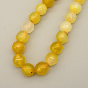 Natural Agate Beads Strands,Round,Faceted,Khaki,8mm,Hole:1mm,about 47 pcs/strand,about 36 g/strand,5 strands/package,14.96"(38cm),XBGB06606vbnb-L020