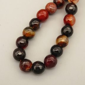 Natural Agate Beads Strands,Round,Faceted,Dark bBrown Black,8mm,Hole:1mm,about 47 pcs/strand,about 36 g/strand,5 strands/package,14.96"(38cm),XBGB06608vbnb-L020
