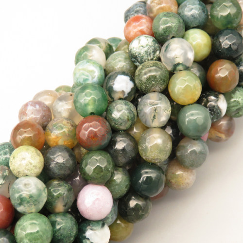 Natural Agate Beads Strands,Round,Faceted,Dark Green,8mm,Hole:1mm,about 47 pcs/strand,about 36 g/strand,5 strands/package,14.96"(38cm),XBGB06612vbnb-L020