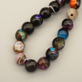 Natural Agate Beads Strands,Round,Faceted,Mixed Color,8mm,Hole:1mm,about 47 pcs/strand,about 36 g/strand,5 strands/package,14.96"(38cm),XBGB06614vbnb-L020