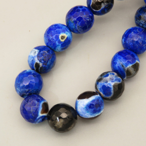 Natural Agate Beads Strands,Round,Faceted,Brown Royal Blue,10mm,Hole:1mm,about 38 pcs/strand,about 55 g/strand,5 strands/package,14.96"(38cm),XBGB06620bbov-L020