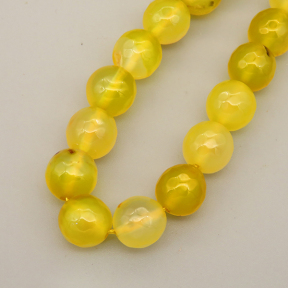 Natural Agate Beads Strands,Round,Faceted,Yellow,10mm,Hole:1mm,about 38 pcs/strand,about 55 g/strand,5 strands/package,14.96"(38cm),XBGB06622bbov-L020