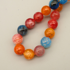Natural Agate Beads Strands,Round,Faceted,Mixed Color,10mm,Hole:1mm,about 38 pcs/strand,about 55 g/strand,5 strands/package,14.96"(38cm),XBGB06626bbov-L020
