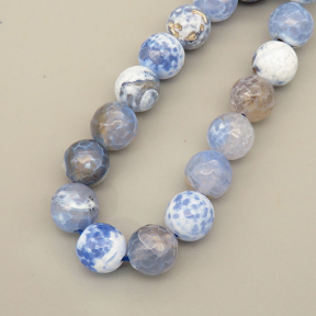 Natural Agate Beads Strands,Round,Faceted,Light Blue and White,10mm,Hole:1mm,about 38 pcs/strand,about 55 g/strand,5 strands/package,14.96"(38cm),XBGB06628bbov-L020