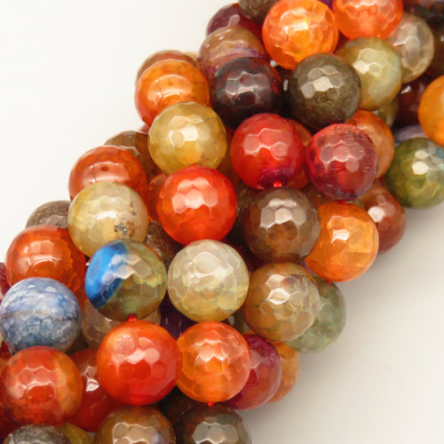 Natural Agate Beads Strands,Round,Faceted,Brown Purple Color,10mm,Hole:1mm,about 38 pcs/strand,about 55 g/strand,5 strands/package,14.96"(38cm),XBGB06630bbov-L020