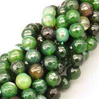Natural Agate Beads Strands,Round,Faceted,Dark Green,10mm,Hole:1mm,about 38 pcs/strand,about 55 g/strand,5 strands/package,14.96"(38cm),XBGB06634bbov-L020